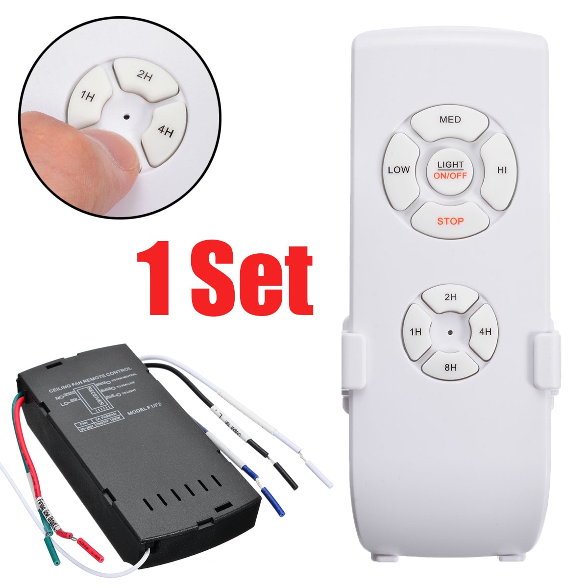 Universal Ceiling Fan Lamp Remote Control Kit 90-265V Timing Control Switch Adjusted Wind Speed Transmitter Receiver