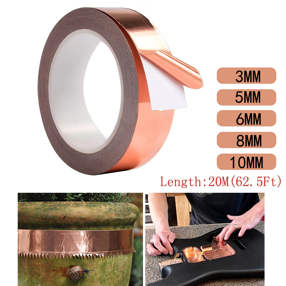 20M Copper Foil Tape Adhesive Single Sided Conductive Snail EMI Shielding DIY Circuit Electrical Repair Tapes