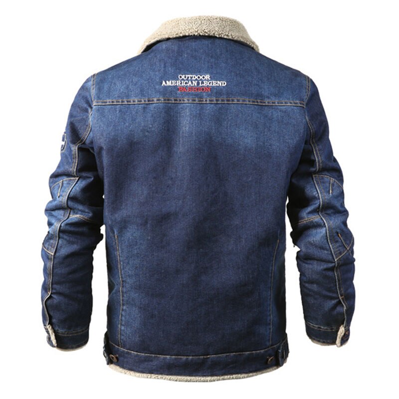 Tacvasen jakker herre vinter sherpa fleece foret jeans jakke vindtæt demin trucker jakke motorcykel cowboy frakke 6xl