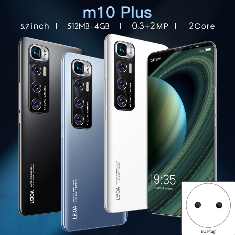 M10 Plus Smartphone 5,7-Zoll MTK6572 Dual-Ader 512MB RAM + 4GB Rom Dual Karte Dual bereithalten Android 4,0 Telefon Eu-stecker