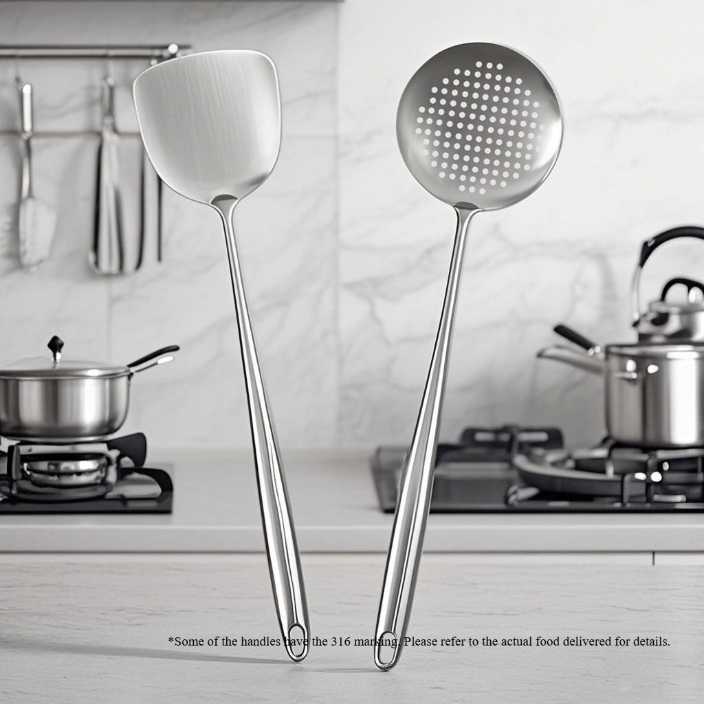 Espátula Wok de acero inoxidable 304, utensilios de cocina de Metal, cuchara giratoria ranurada, cucharón, herramientas de cocina, juego de utensilios, accesorios de cocina: Verde militar