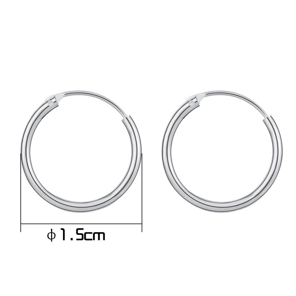 1cm 1,5 cm Ohrringe Hoop Gold Silber Farbe Runde Kleine Ohr Ringe für Frauen Metall Ohr Manschette Einfache Stil frauen Clip Huggie Ohrringe: Silver-1.5cm