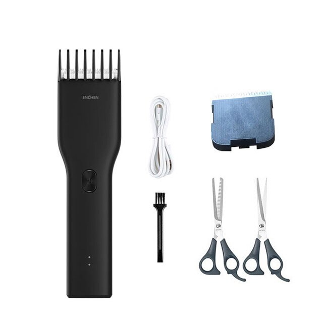 ENCHEN Boost Electric Hair Clippers Men Children Ceramic Cutter Hair Cutting Machine Rechargeable Barber Trimmer: Black Set3