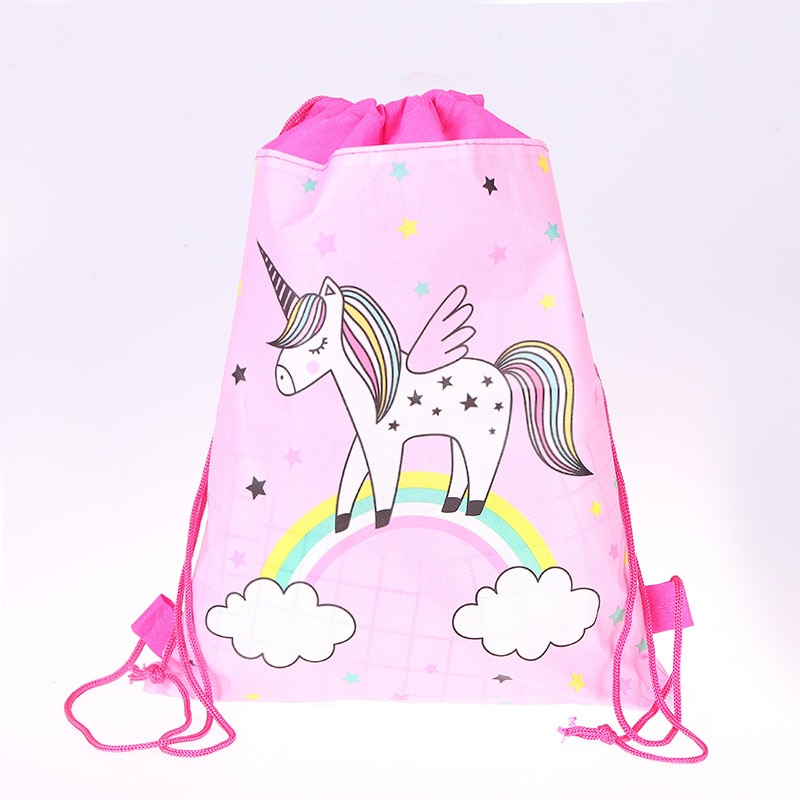 Cartoon Drawstring Bag for Girls Travel Storage Package Unicorn School Backpacks Children Birthday Party Favors Bag