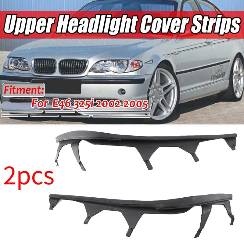 Conjunto de tiras de cubierta de faro superior de coche, junta de banda de sellado de faros delanteros para BMW E46 4 Door 325I 2002-2005 63126921859 631: Default Title