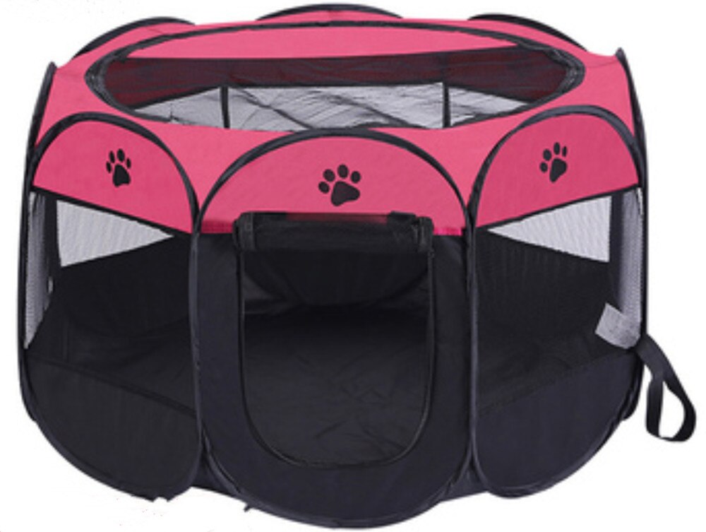 Perreras portátiles para perros y gatos, tienda de campaña plegable para interiores, jaula octagonal, nido para nacimiento, conejo y gatito: rose pink / M 91X91X58cm