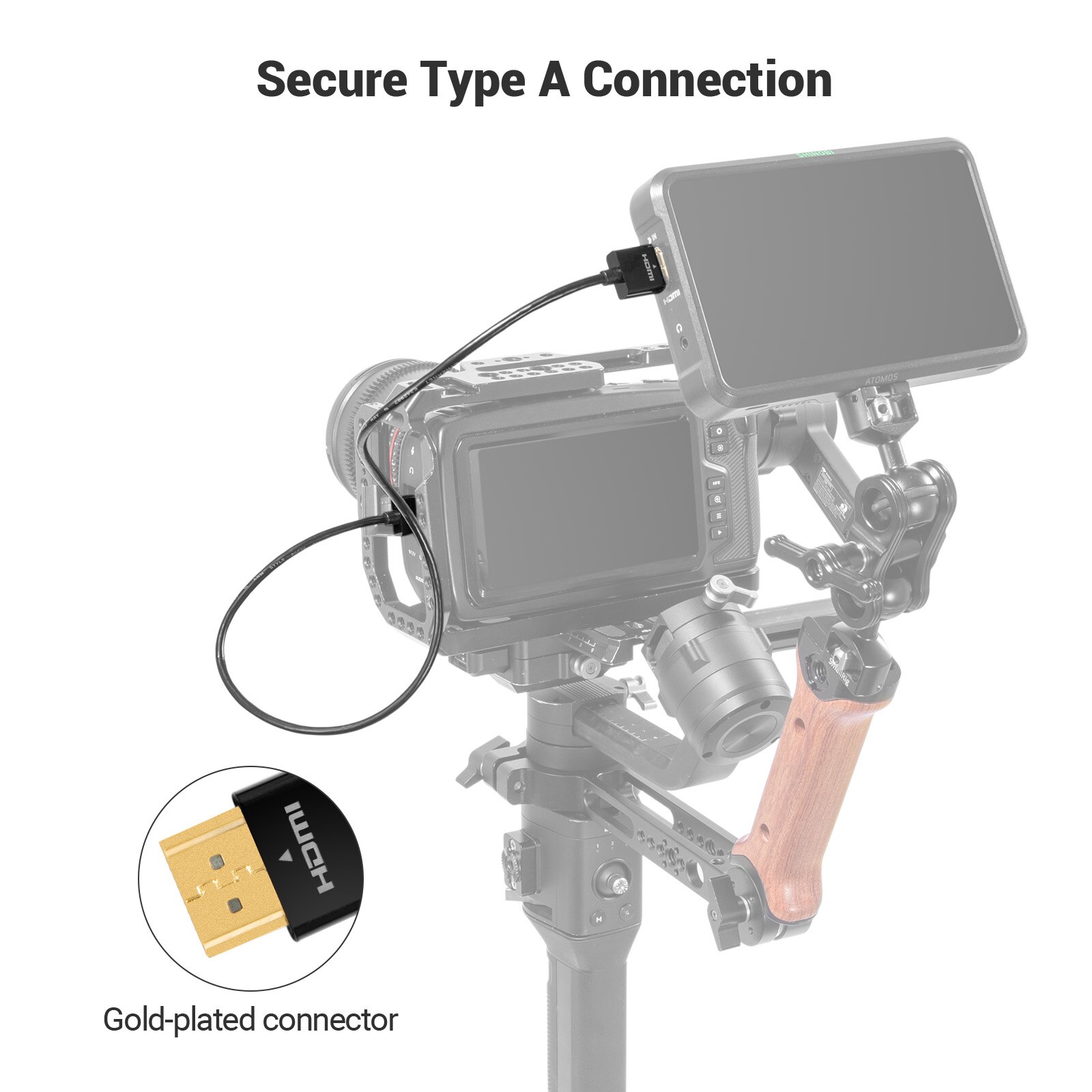 Smallrig Ultra Slanke 55Cm (A Naar A) 4K-Kabel Voor Dslr-Camera/Monitor/Draadloze Videozender En Ontvangerkabel, Geüpgraded-2957b