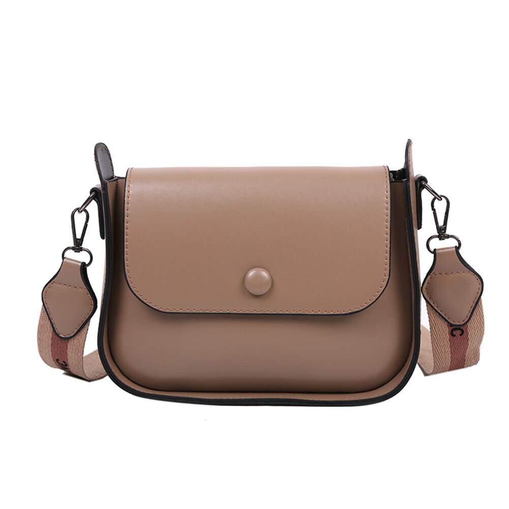 Frauen fest Farbe Schulter Tasche lässig weit Bote Handtaschen weiblich retro klein PU Leder Crossbody Taschen: Kamel
