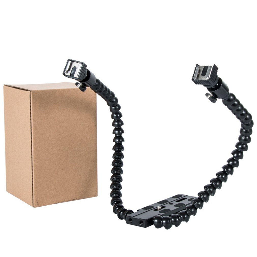 Universal Dual Twin Arm Flexible Camera Flash Bracket Mount Holder Aluminum Alloy Adjustble Flash Bracket