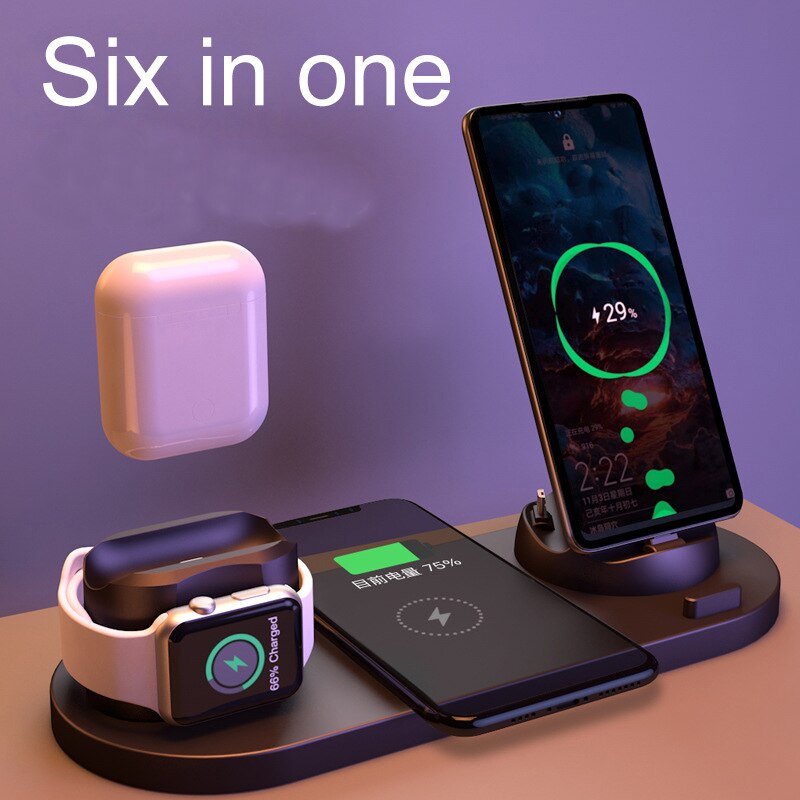 SeenDa Wireless Charging Station 6 in 1 Fast Charging Stand for Multiple Devices Apple Watch Series AirPods Pro iPhone 13/13 Pro