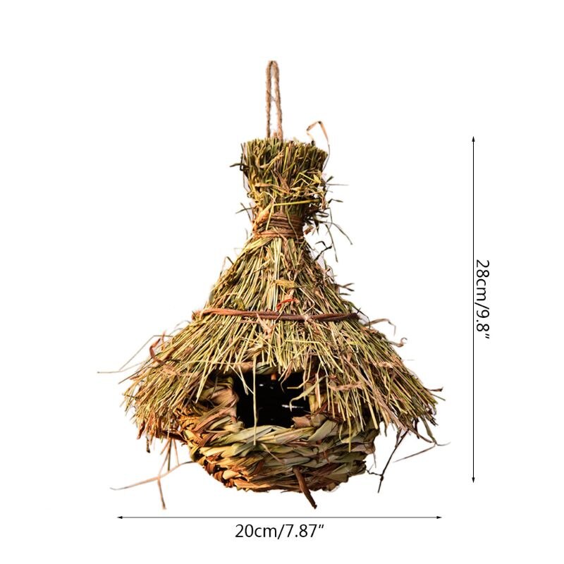Casa de pássaro de bambu natural, feito à mão, gaiola de brinquedo, abrigo, cabana ao ar livre s18 19, dropship: L