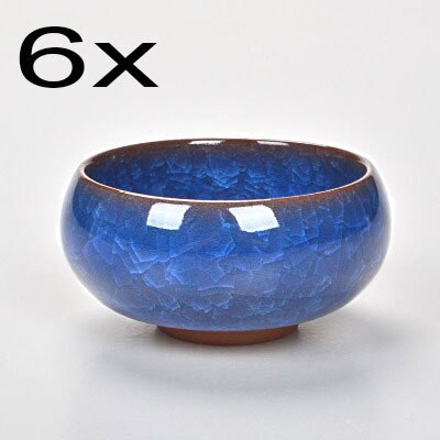 6 stk kung fu tekop sæt knitre glasur rejse kinesisk porcelæn tekop sæt keramisk keramik 30ml xmas: Glorieblå