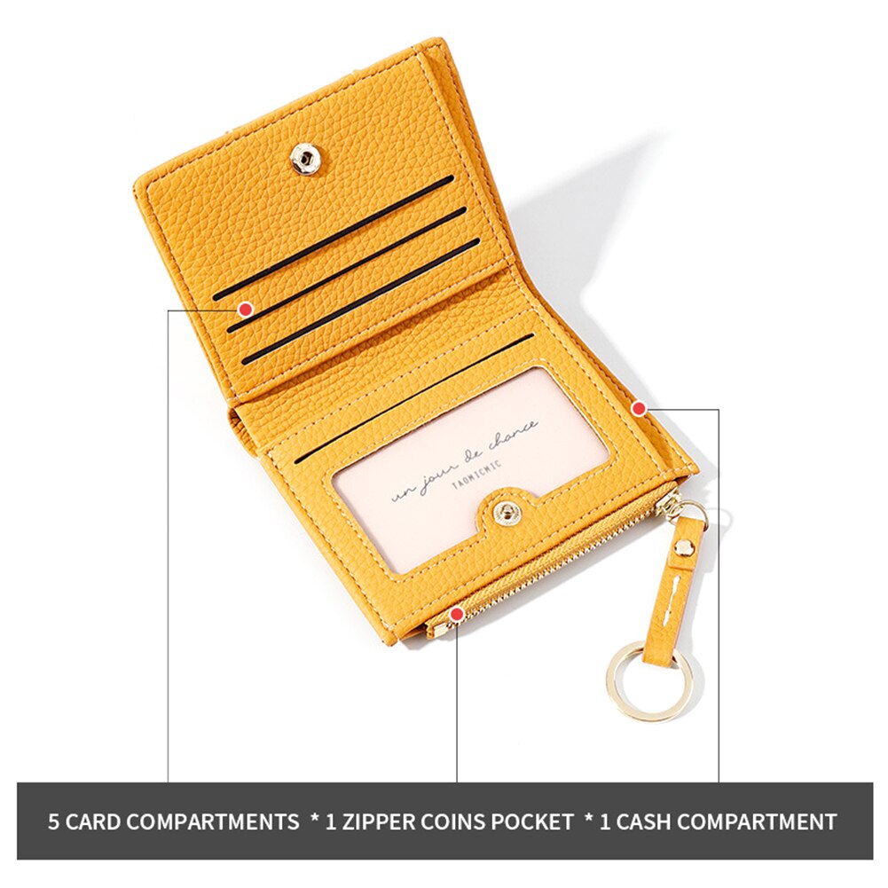 Mænd kvinder lille tegnebog mini bifold læder let kreditkort arrangør med lynlås