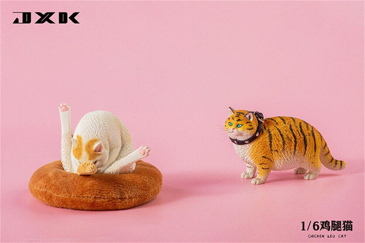 JXK 1/6th Chicken Leg Cat Model Funny Pet Figure Realistic Animal Collector Decoration Ornaments Toys For Children