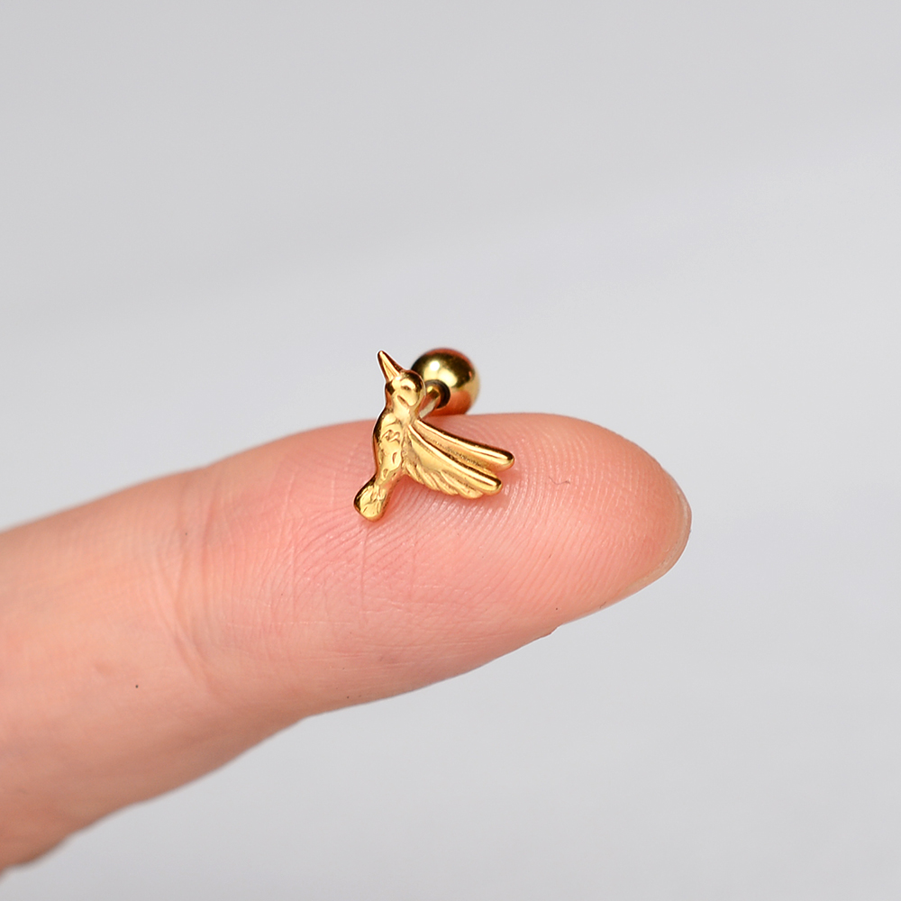 1 pz ottavino ottavino acciaio inossidabile zampa d'orso teschio orecchini moda animale Earing elica cartilagine Tragus lobo piercing gioielli 16g: Rhodium d'imitazione placcato