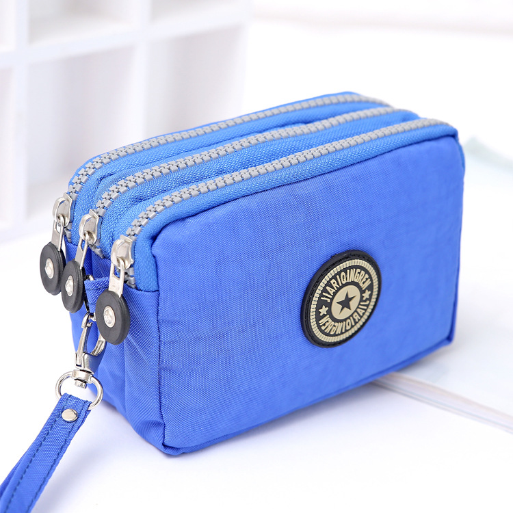 Cartera portátil con tres cremalleras para mujer, Mini bolso de gran capacidad, bolso de maquillaje, monedero, novedad: Rojo