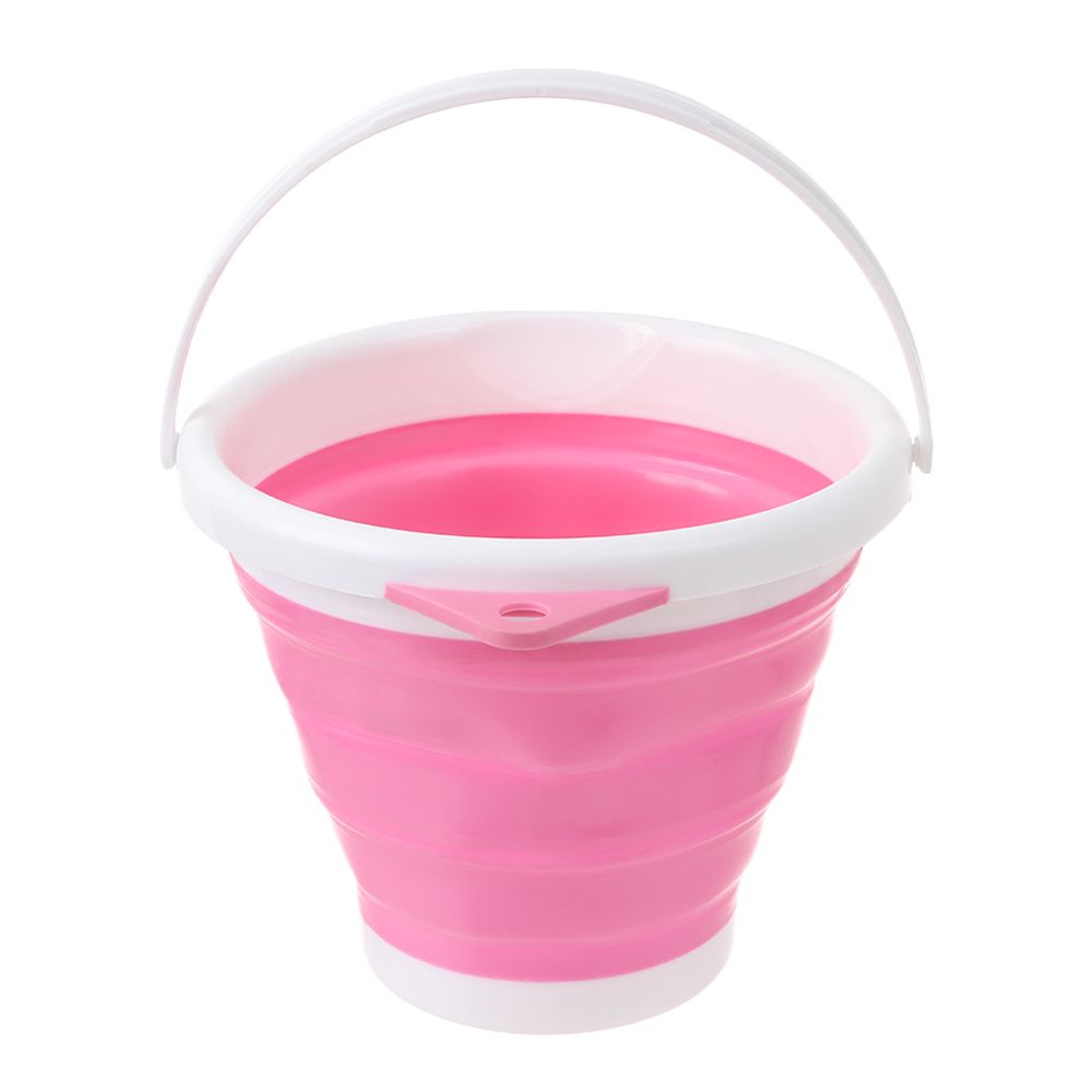 5/10L Portable Foldable Bucket Basin Tourism Outdoor Clean Bucket Fishing Camping Car Wash Mop Folding Buckets with Handle: White Pink 10L