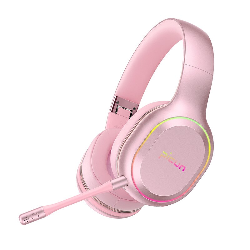 P80S Gaming Headphones Wireless Bluetooth 5.0 Headphone Gamer Headset Stereo Over Ear Wired Headphones With Mic for PS4,Xbox PC: Pink