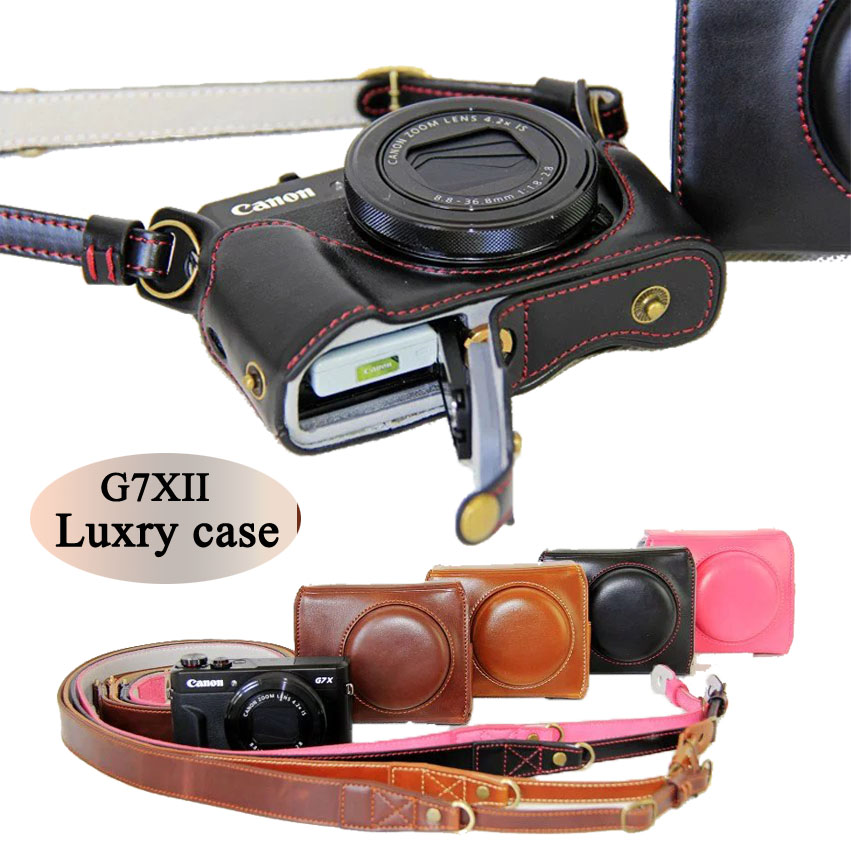 Pu Leather Camera Case Bag For Canon Powershot G7X mark 2 G7X II G7X2 G7XIII G7X III G7X Mark 3 luxury Camera Cover With Strap