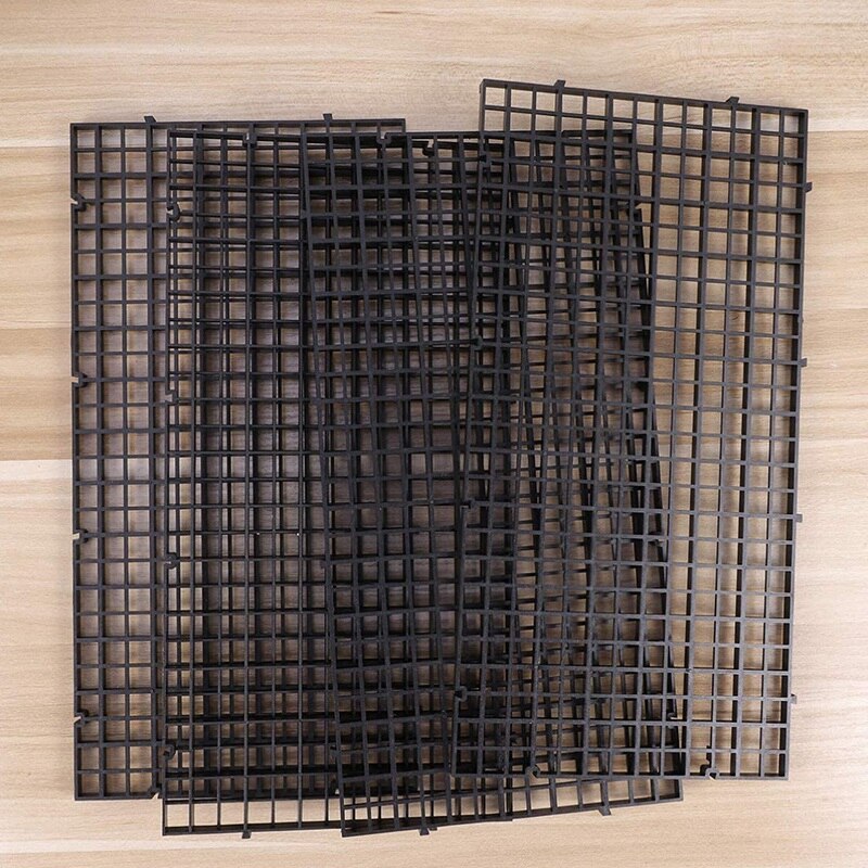 Bandeja divisoria de rejilla de 10 Uds para acuario, bandeja de filtro negra con base de aislamiento para acuario