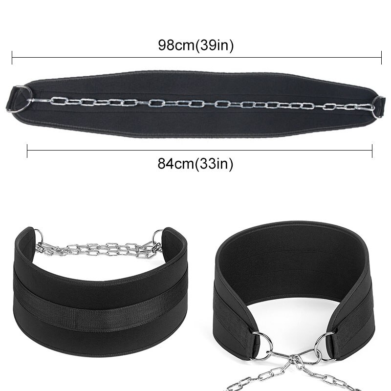 Weight Lifting Belt With Chain Dipping Belt Pull Thick Neoprene Chin Up Barbell Gym Bodybuilding Weight Belt Training Equipment