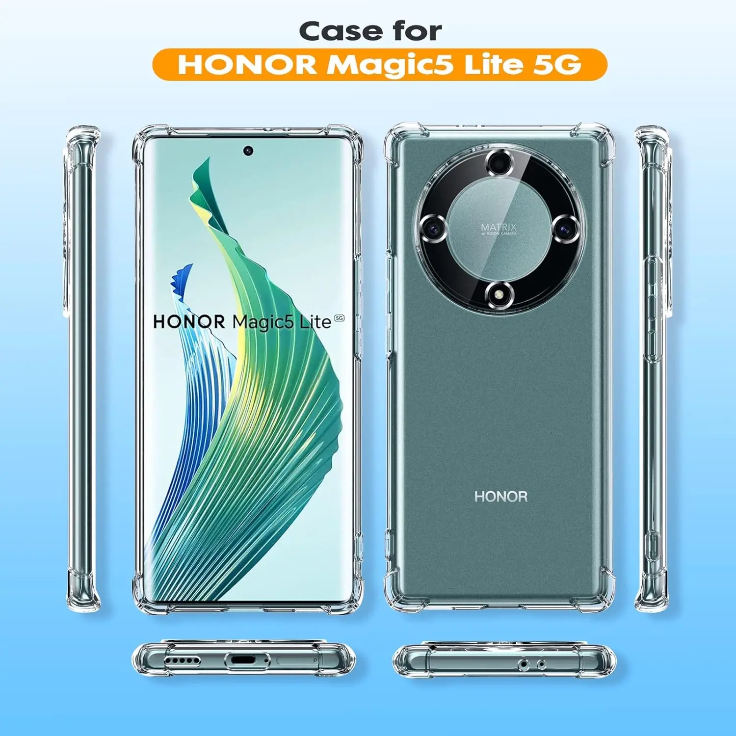 Coque de téléphone souple en Silicone Transparent antichoc, Airbag, pour Honor Magic 3 4 5 6 7 Pro Lite Ultimate X7 X8 X9 X8A X9A X9B 5G