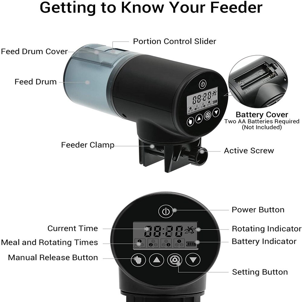 NICREW 200ml Automatic Fish Feeder Programmable Electric Fish Food Dispenser for Aquarium Fish Tank .LCD Digital Timing Feeder