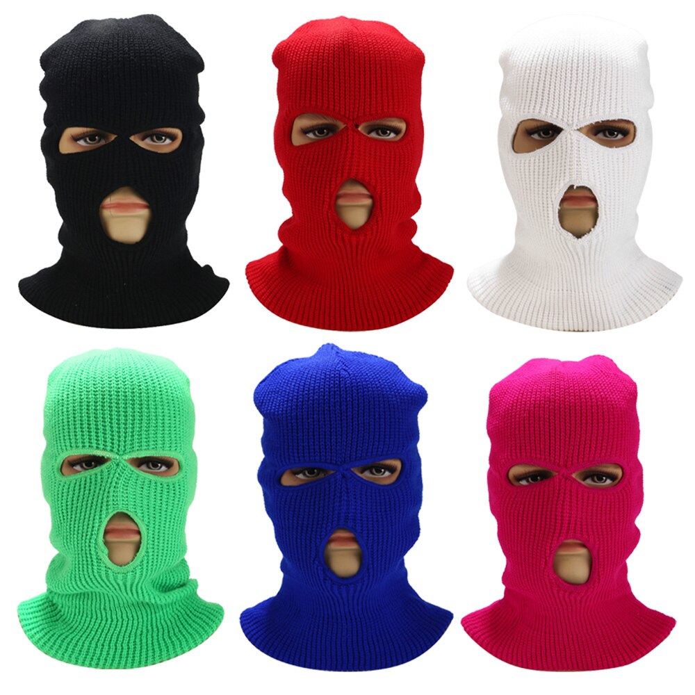 Gorro bufanda mascarilla cálida máscara de cobertura de la cara completa Pasamontañas de punto de tres agujeros capucha de mamá CS invierno esquí ciclismo máscara gorro hiphop