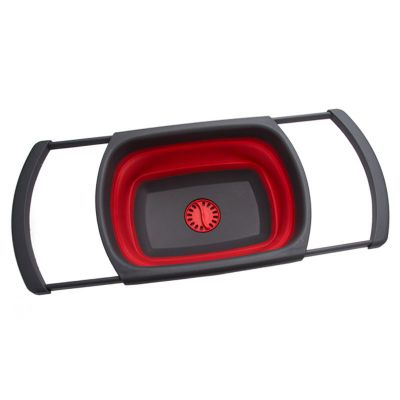 Silicone Collapsible Colander Quart Over The Sink Strainer Basket Kitchen Food Grade Flour Sifter Vegetable Strainers Dishwasher: Type D--Red