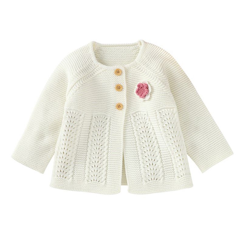 Baby Girl Sweater Child Autumn Winter Flower Sweater Cardigan Jacket Outwear Girls Cardigan: A1 / M
