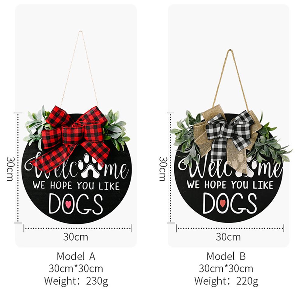 Wooden Doorplate Welcome Sign Home Decoration Leaf Wreath Door Pendant Trim