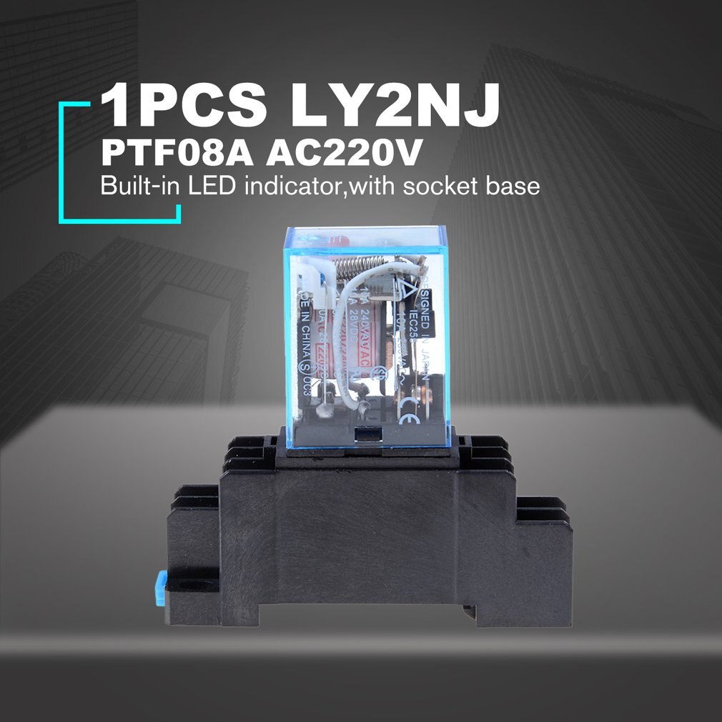Ac 220V Coil Power Relay LY2NJ Dpdt 8 Pin PTF08A JQX-13F Met Socket Base Elektronische Micro Mini Elektromagnetische Module schakelaar