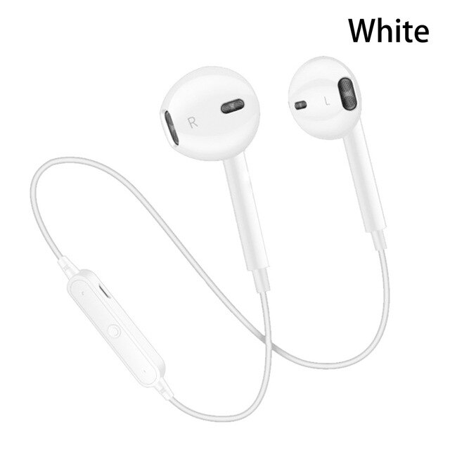 Trådløse bluetooth høretelefoner til iphone xs samsung 9 støjreducerende headset halsbånd life sport stereo in-ear med mikrofon: Hvid