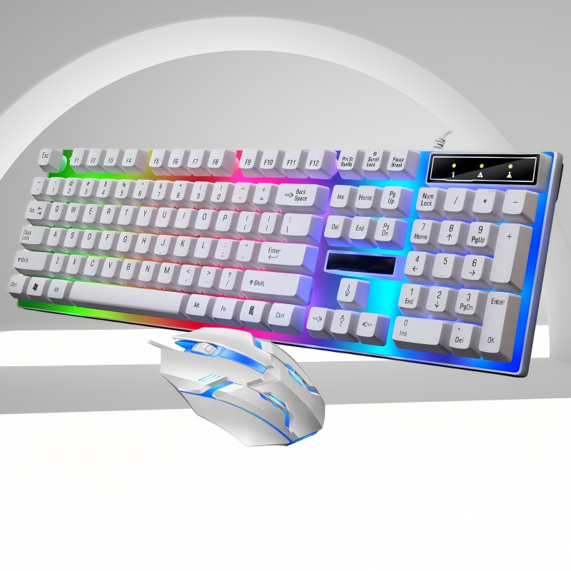 USB-kabelgebundenes Gaming-Tastatur- und Maus-Set, mechanische RGB-Hintergrundbeleuchtung mit blauem Schalter, ergonomische Maus für PC/Laptop