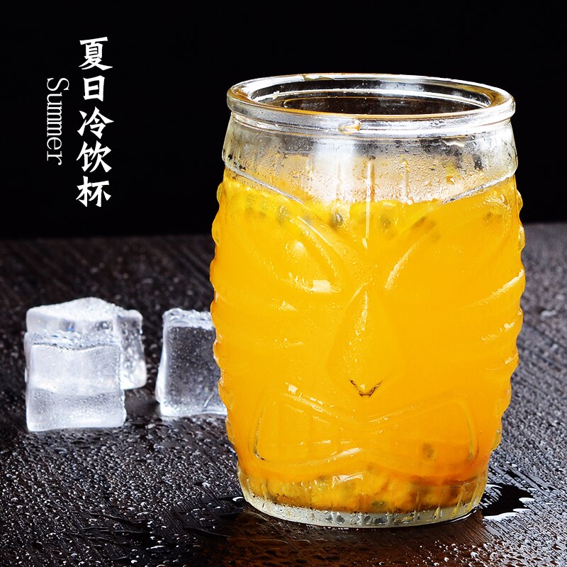 Vaso de cóctel tiki de importación, caras de vidrio, taza de jugo de fruta, taza con de personalidad