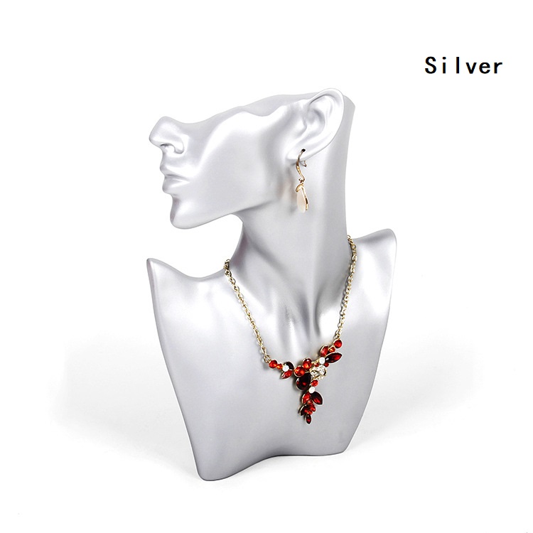 Resin Half Face Mannequin Head For Jewelry Necklace, Earrings Display M-0008: Silver