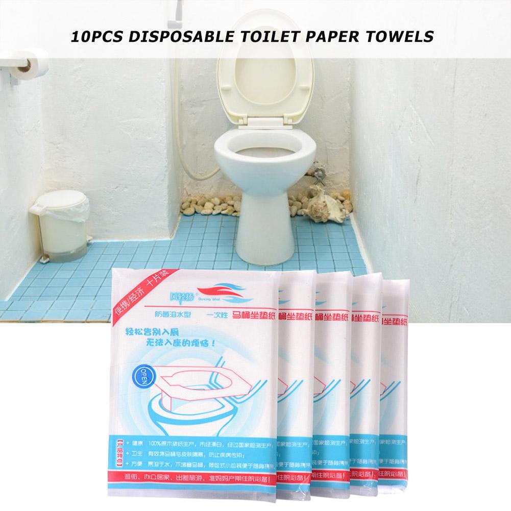 10 st engångs-toalettsitsskydd hemresor badrum toalettpappersdynor