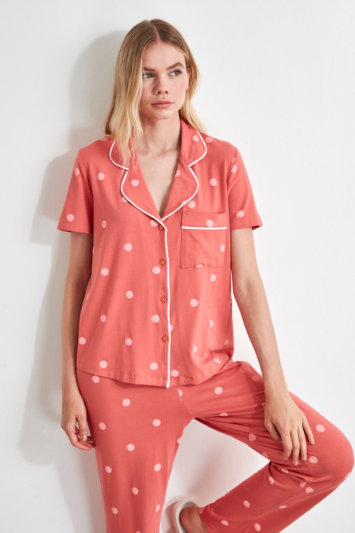 Trendyol Polka Dot Gebreide Pyjama Set THMAW21PT0295