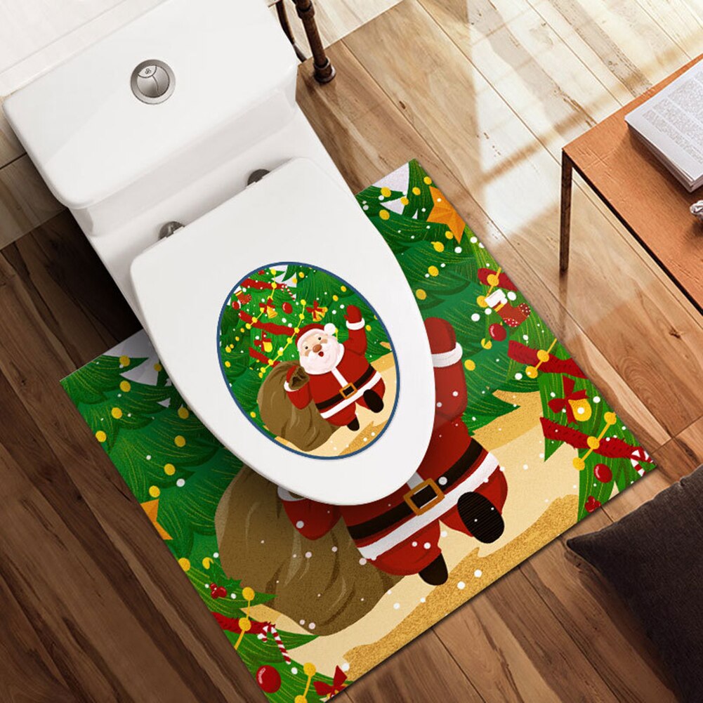 Vandtæt aftagelig jul julemanden pvc selvklæbende diy aftagelig vandtæt toilet mærkat badeværelse boligindretning: C