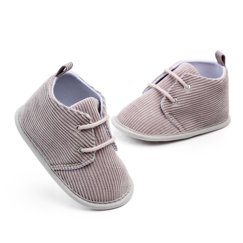 Canis baby casual sko småbørn baby drenge blød sål bomuld krybbe sko sneakers størrelse nyfødte  to 18 måneder solid snørebånd blød: Grå / 13-18 måneder