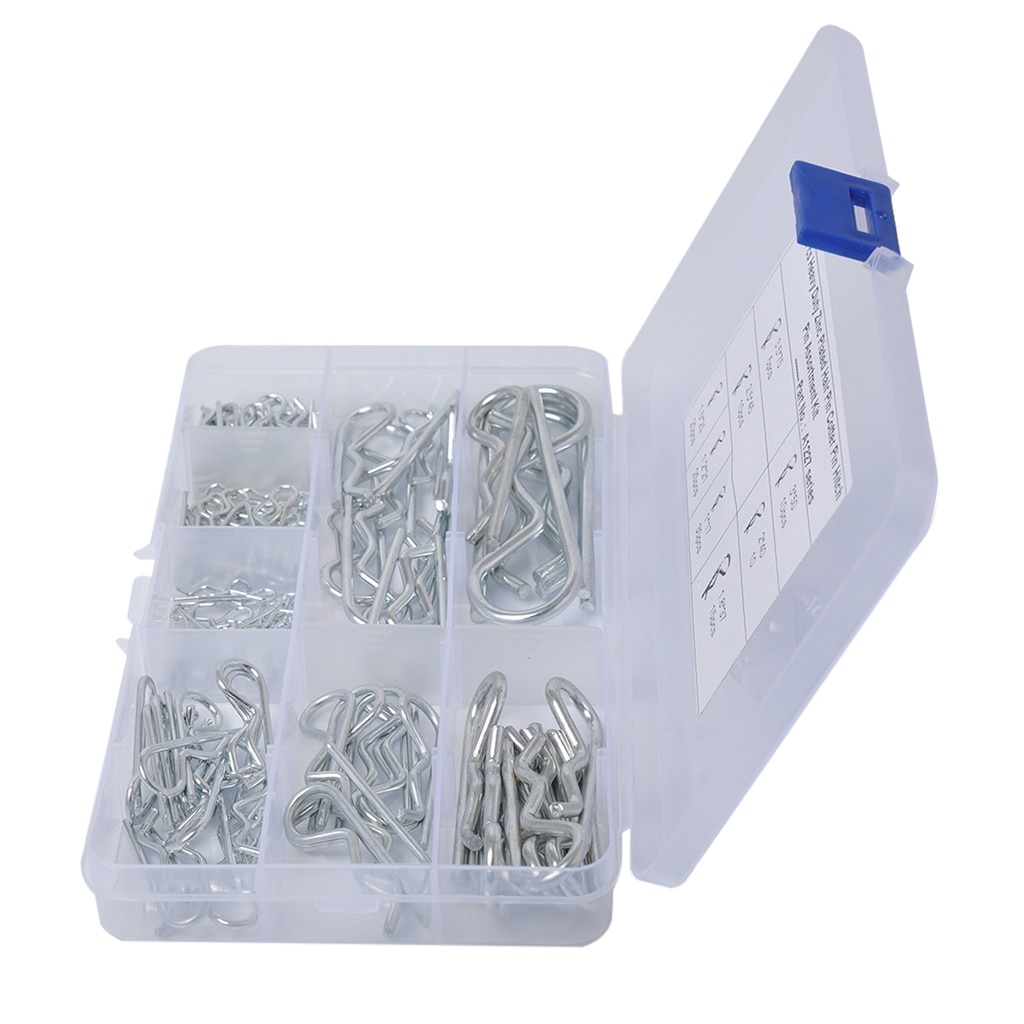 125pcs Hitch R Pin Clip Assortment Kit Tool Cotter Tractor Car Trailer Lock