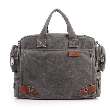 MANJIANGHONG Mannen Canvas Tas mannelijke Crossbody Tas Canvas Schouder Messenger Bags mannen Handtas zakelijke Tote Aktetas: Donkergrijs