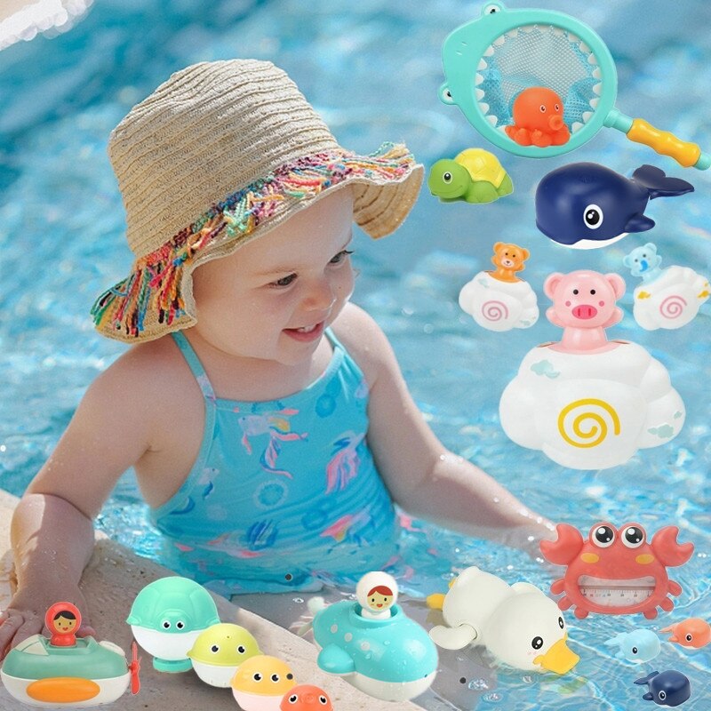 Baby Bath Toys for Kids Shower Beach Bathing Swimming Pool Juguetes for Wind-up Duck Whale Toys for Playing Water Game