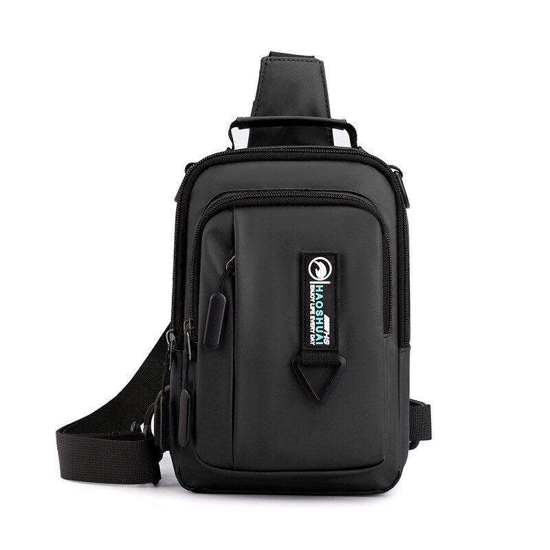 Male Shoulder Bag USB Charging Crossbody bags Men Anti Theft Messenger Bags Chest Bag Waterproof Nylon Men Black Bag Casual