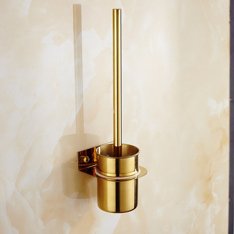 Vægbeslag 304 rustfrit stål toiletbørsteholder spejlbelægning montering sædeholder guld tilbehør til badeværelse hardware: Guld