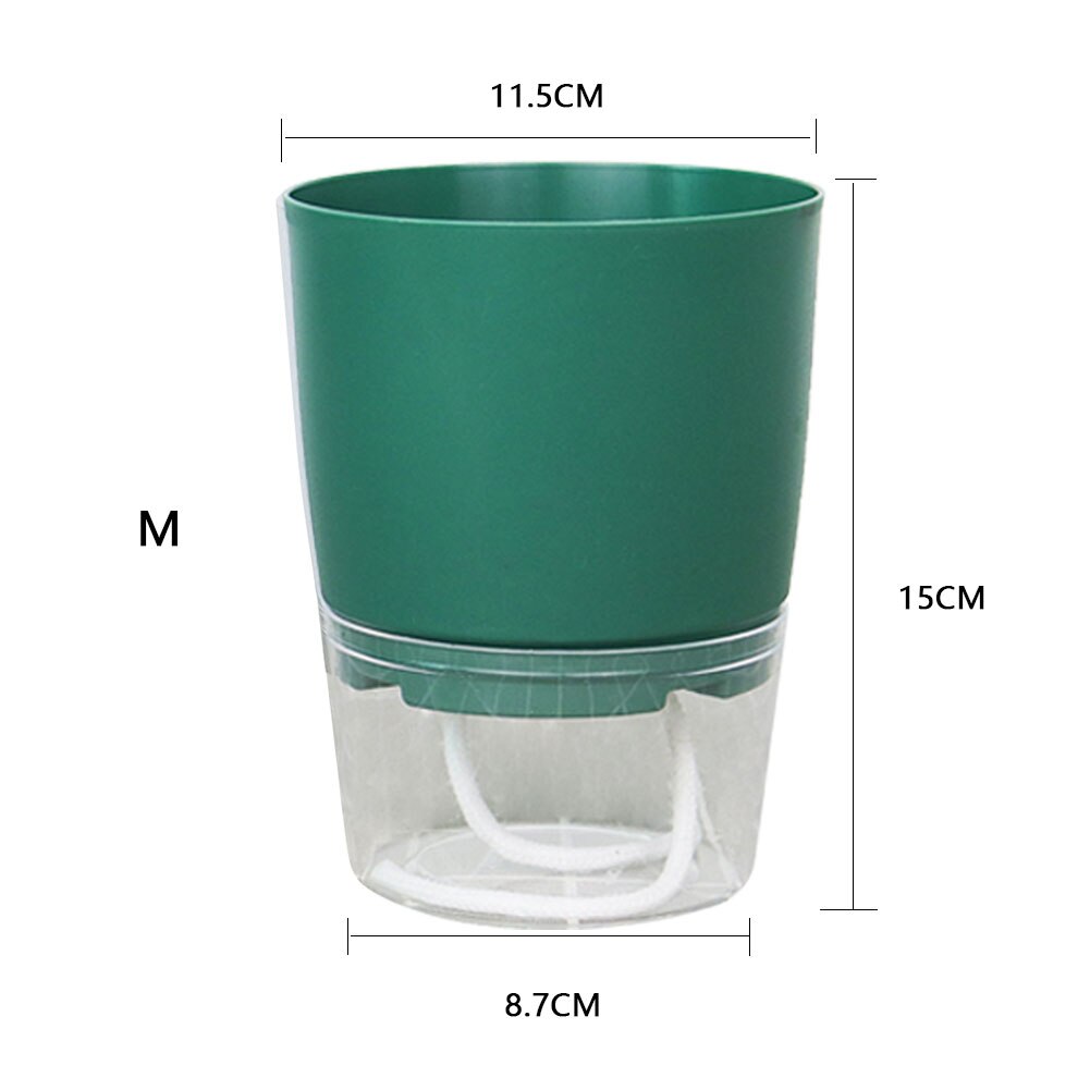 Watering Planter Handmade 2 Layer Self Watering Plant Flower Pot With Water Container Round Flowerpot Home Garden Decor: Green M