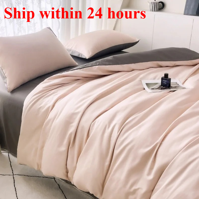 2025, neuer Sommer-Bettbezug aus kühler Eisseide, einfarbig, Größe Zwilling/voll/Königin/König