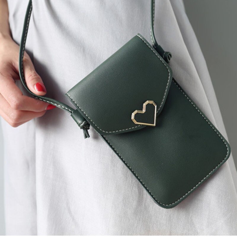 Bolsa para teléfono móvil con pantalla táctil para mujer bolso sencillo cierre carteras de Cruz bolso ligero de hombro de cuero para Smartphone