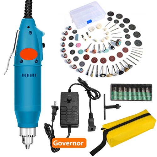 Mini taladro eléctrico de 110V/220V, herramienta rotativa de estilo Dremel con velocidad Variable positiva y negativa, herramientas eléctricas de molienda, bolígrafo grabador: Blue-75PCS