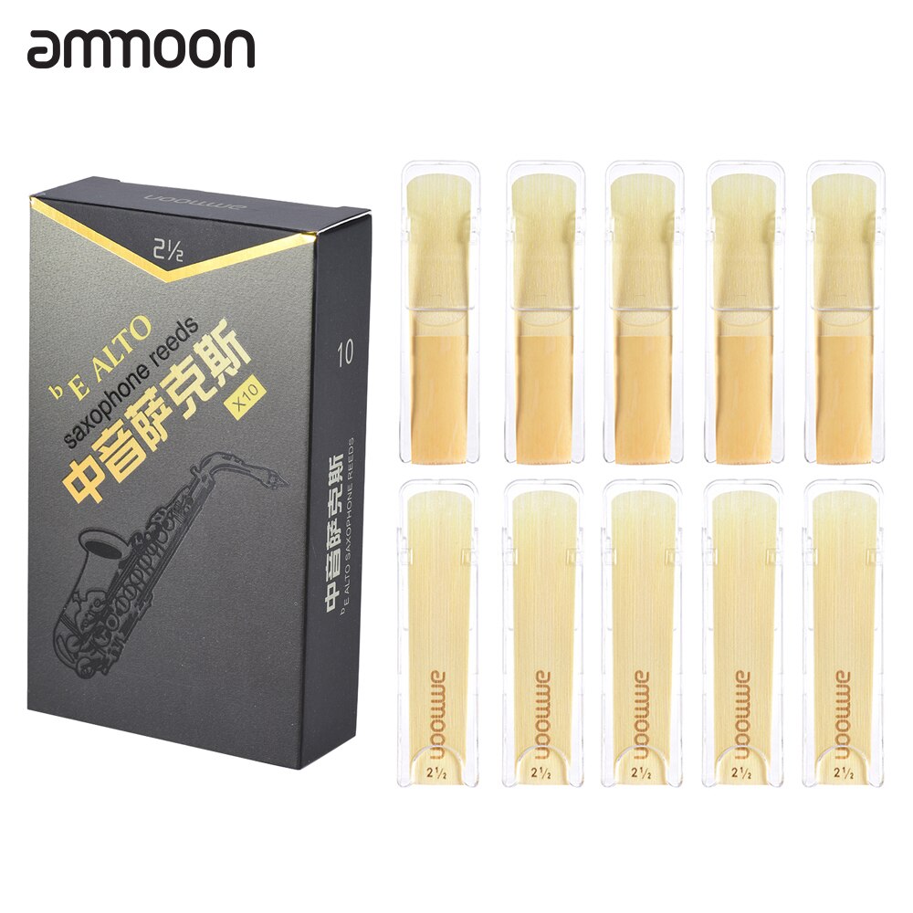 ammoon 10pcs/ Box High Grade Eb Alto Saxophone Sax Bamboo Reeds Strength 2.0/2.5/3.0 in